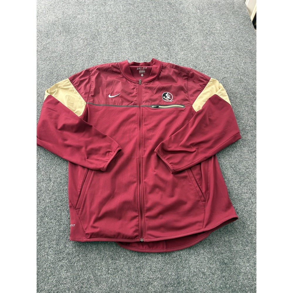 Florida State Seminoles Jacket Mens Large Red NCAA Football Nike Dri Fit Warm Up